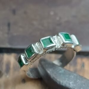 Emerald Lines Ring — Natural Zambian Emeralds · Silver 925°