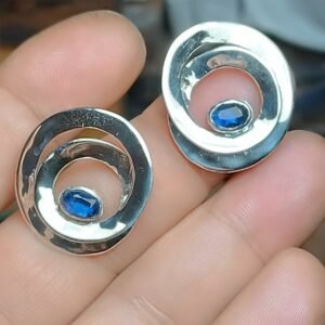 Spiral Studs — Natural Kyanite · Silver 925°
