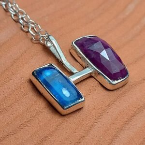 Kyanite & Ruby Duo Pendant — Silver 925°