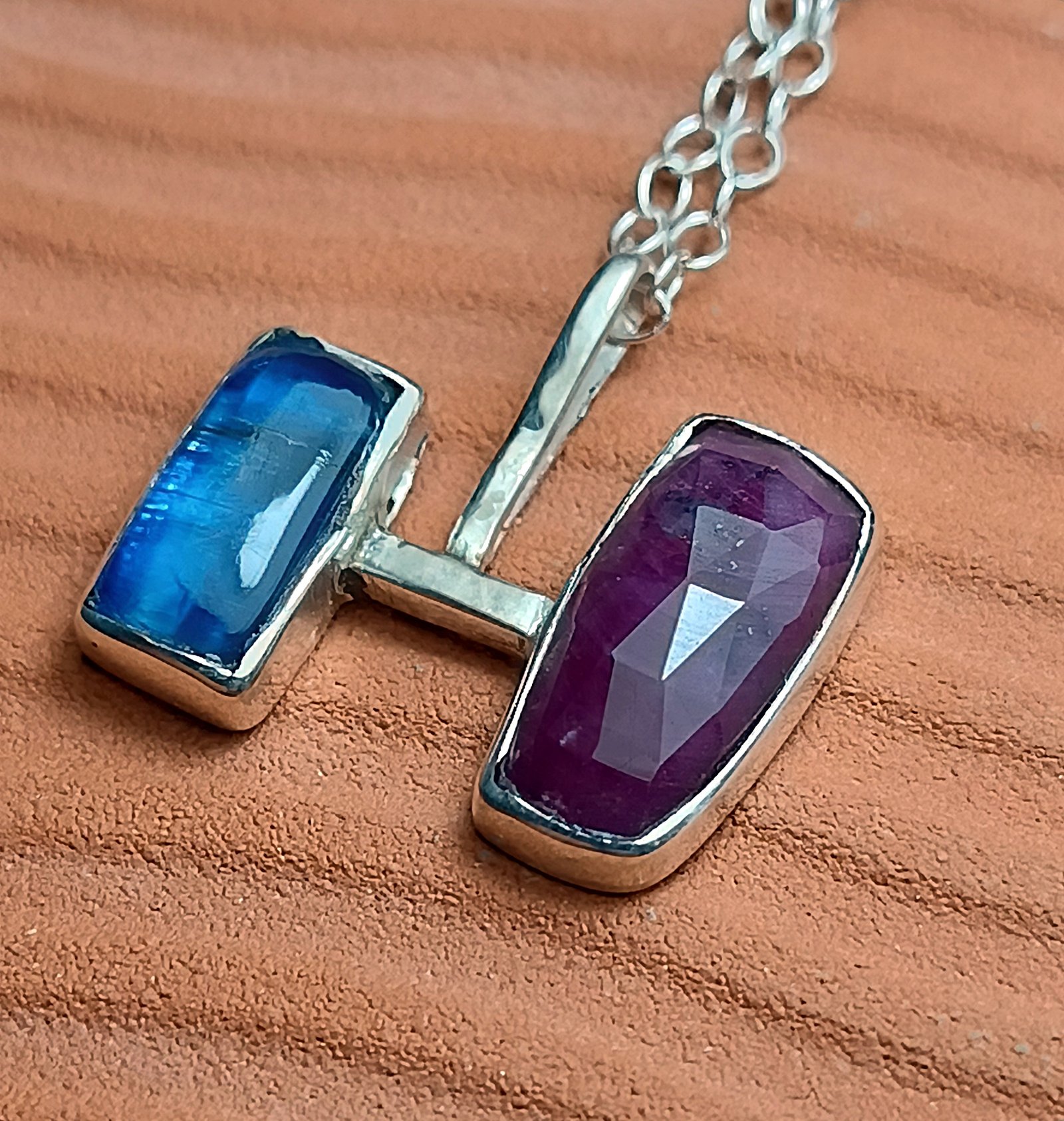 Kyanite & Ruby Duo Pendant — Silver 925° - Image 5