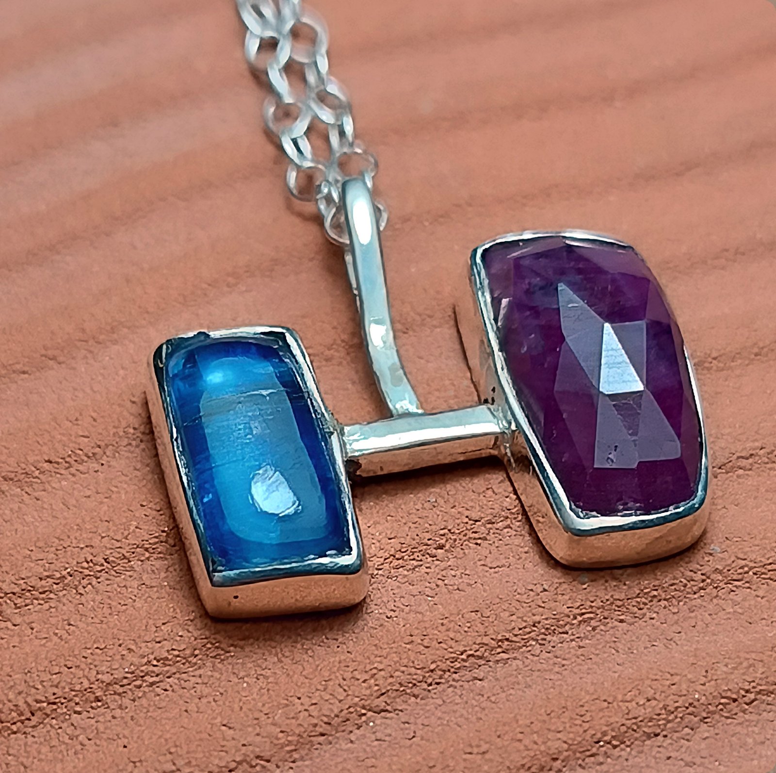 Kyanite & Ruby Duo Pendant — Silver 925° - Image 4