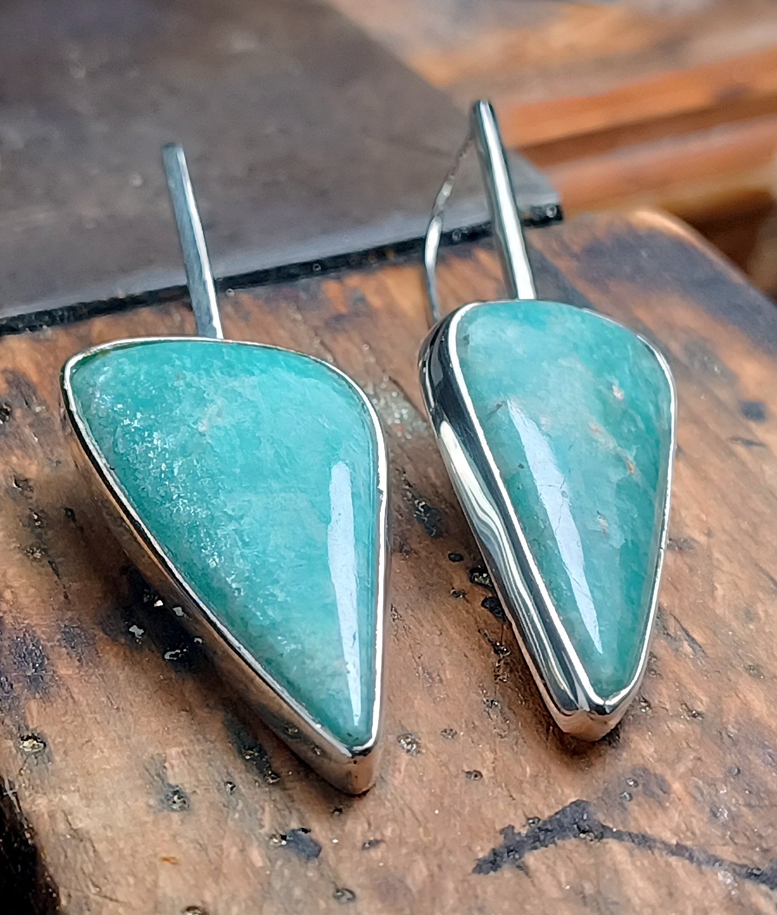 Amazonite Statement Drop Earrings — Silver 925° - Image 4