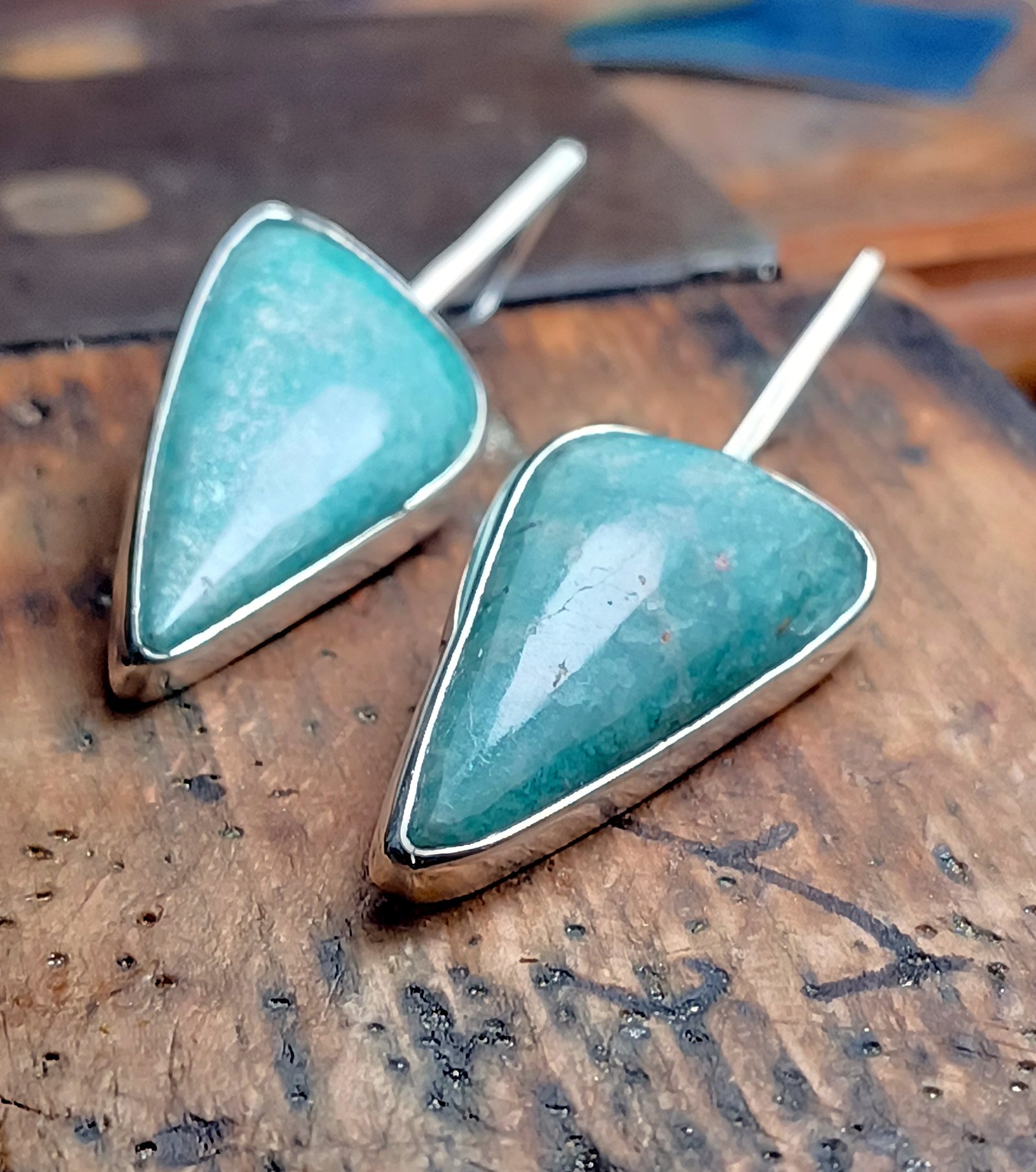 Amazonite Statement Drop Earrings — Silver 925° - Image 5