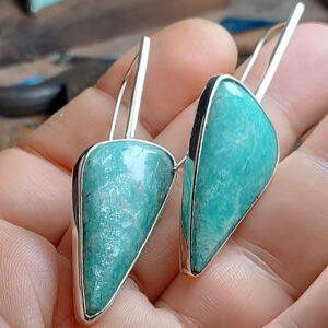 Amazonite Statement Drop Earrings — Silver 925°