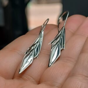 Layered Leaf Drop Earrings — Silver 925°