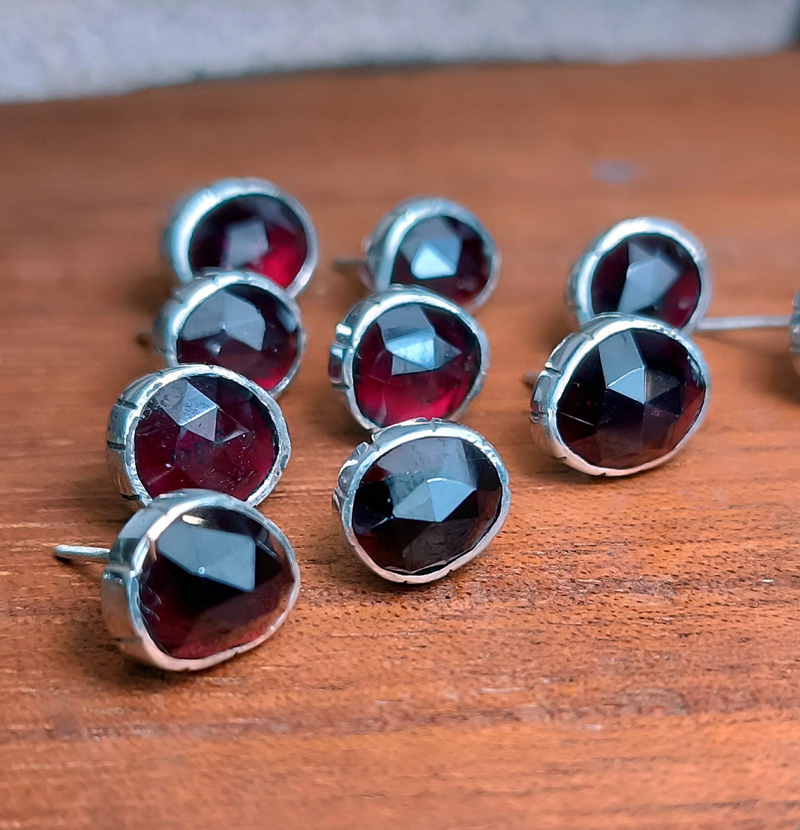 Rose-Cut Garnet Studs — Silver 925° - Image 3