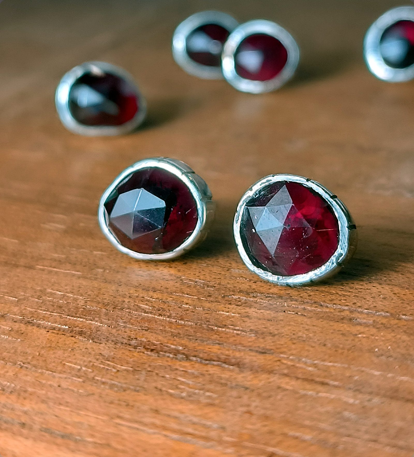 Rose-Cut Garnet Studs — Silver 925° - Image 2
