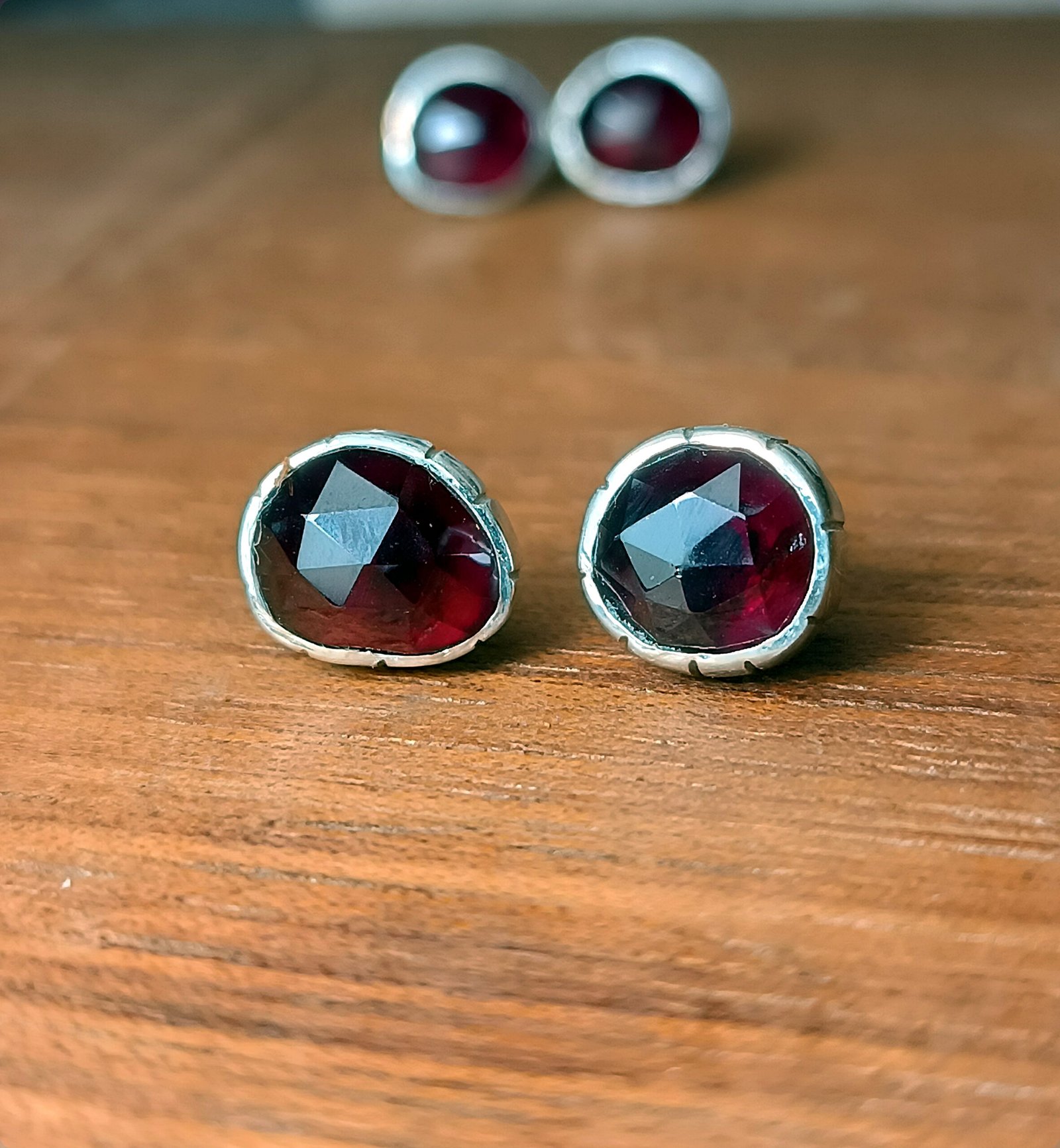Rose-Cut Garnet Studs — Silver 925° - Image 5