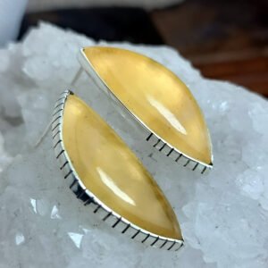 Yellow Fluorite Leaf Earrings — Silver 925°