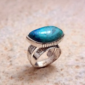 Chrysocolla Statement Open Ring — Silver 925°