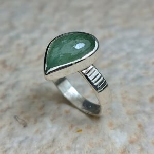 Green Apatite Teardrop Ring — Silver 925°