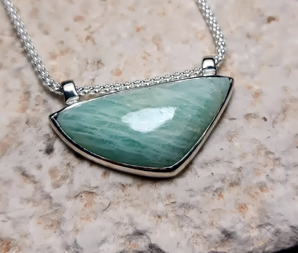 Amazonite Triangle Necklace — Sterling Silver 925°