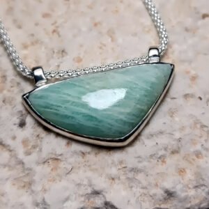 Amazonite Triangle Necklace — Sterling Silver 925°