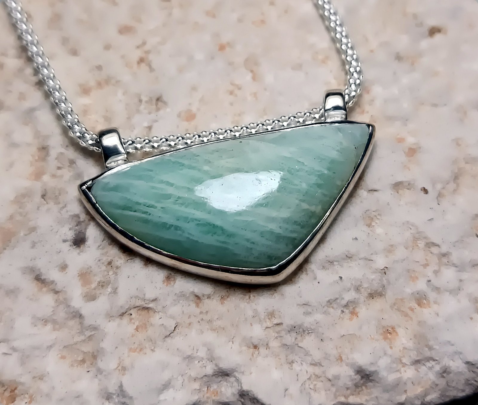 Amazonite Triangle Necklace — Sterling Silver 925°