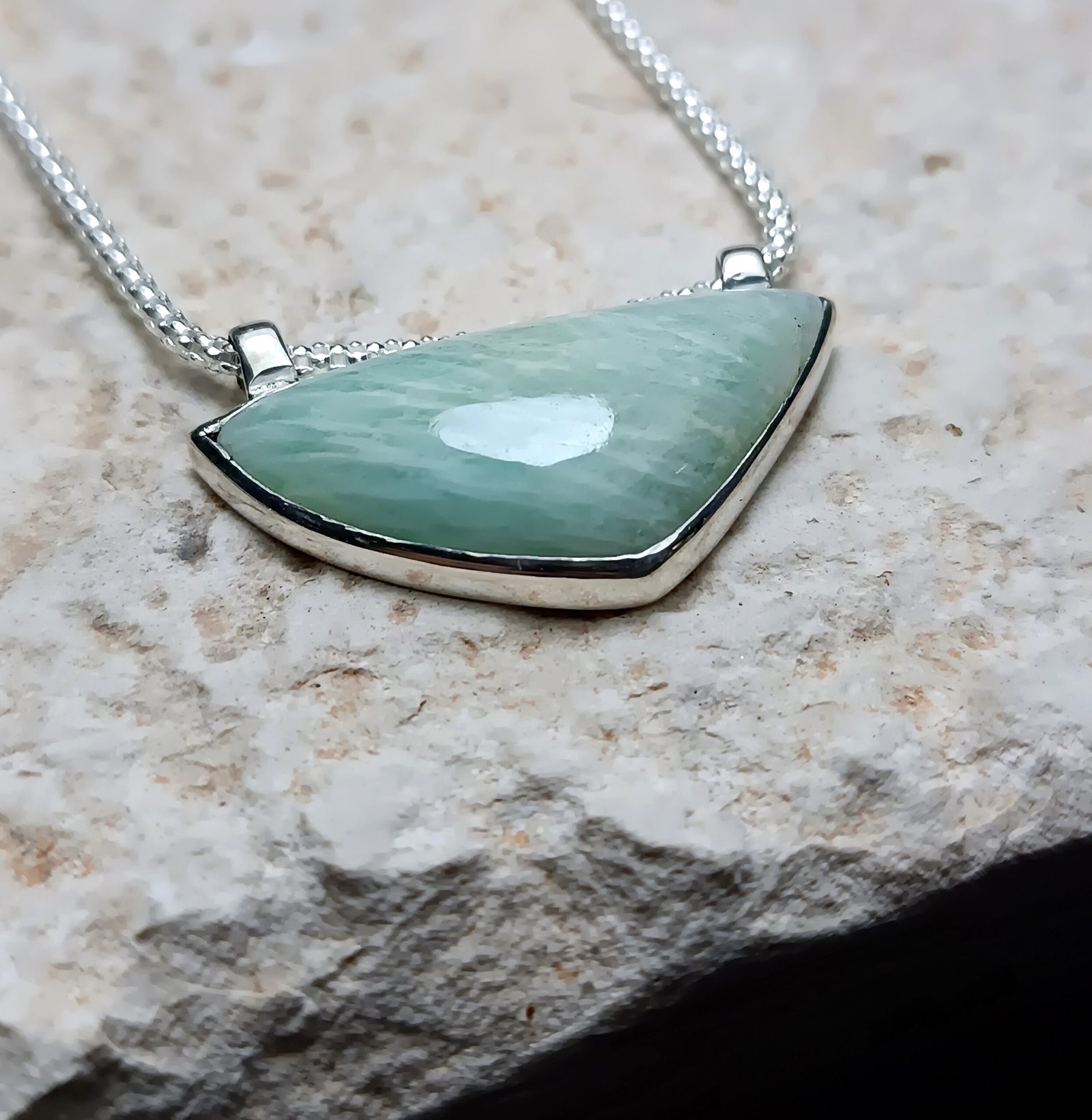 Amazonite Triangle Necklace — Sterling Silver 925° - Image 2