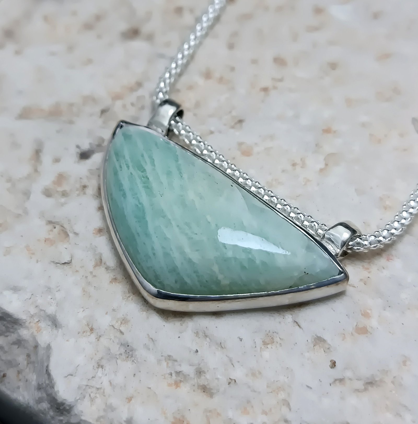 Amazonite Triangle Necklace — Sterling Silver 925° - Image 3